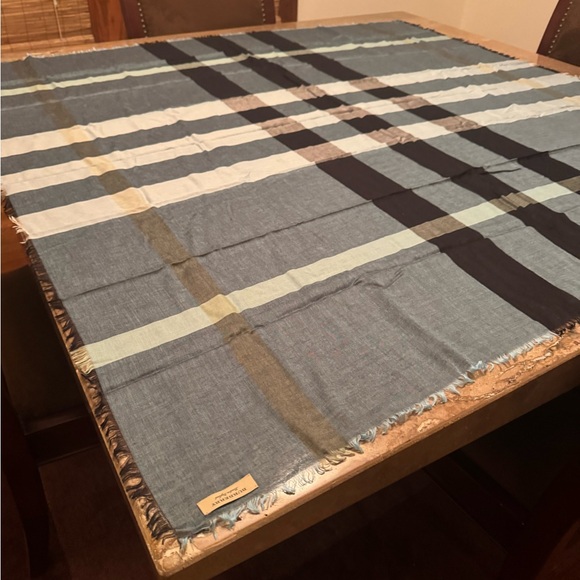 Burberry Accessories - Burberry Silk/cotton 54x55 in Blue and Black